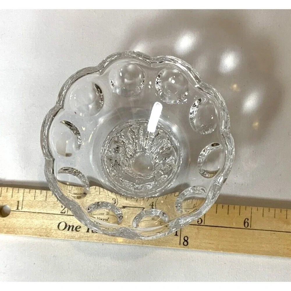 Gorham Candle Holder‎ Crystal Vintage Round Pedestal 4 inch wide Taper Ball